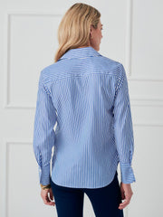 J.McLaughlin Sloane Shirt In Stripe White/blue | Women Shirts &amp; Tops