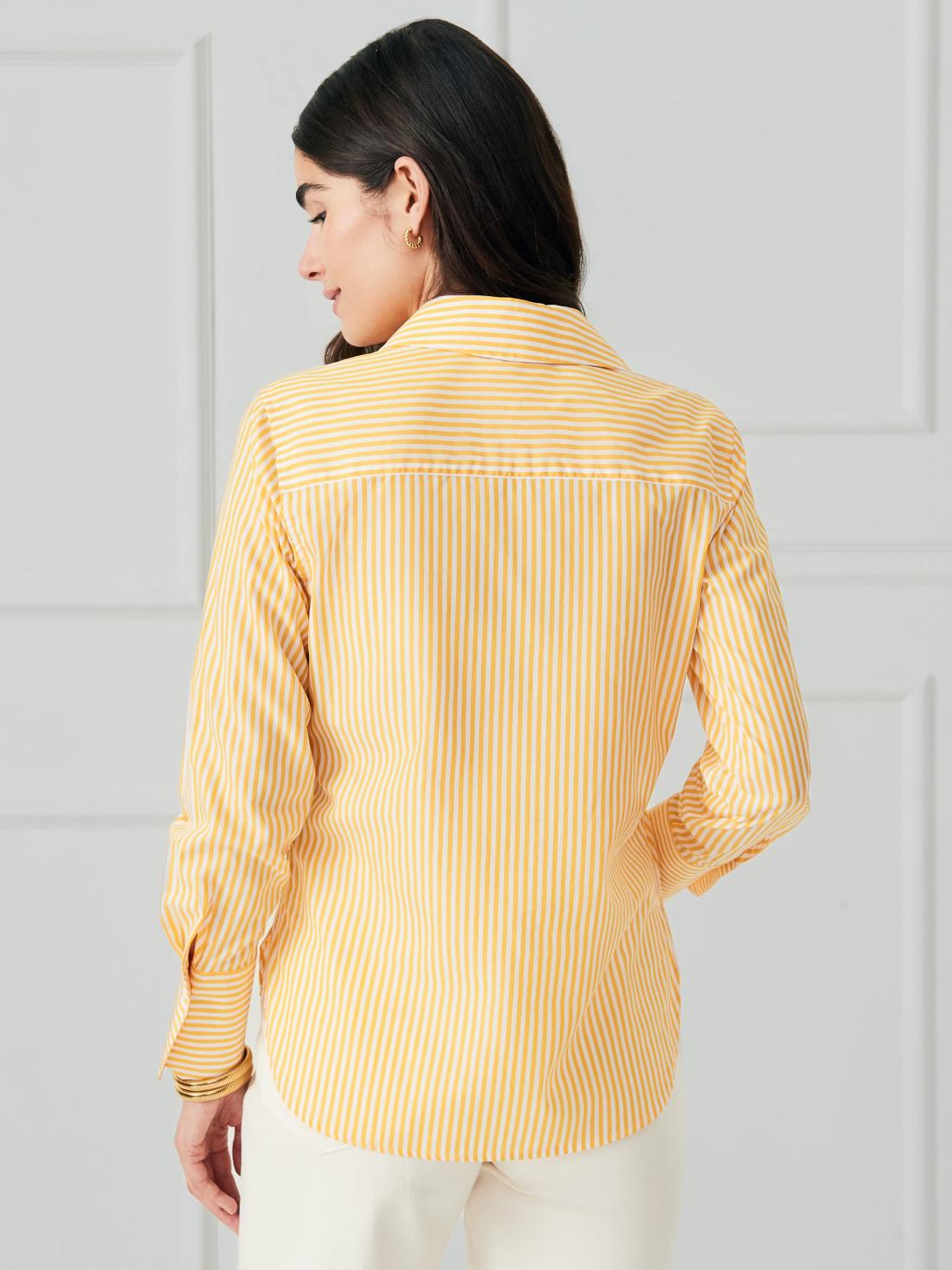J.McLaughlin Sloane Shirt In Stripe White/yellow | Women Shirts &amp; Tops