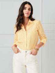 J.McLaughlin Sloane Shirt In Stripe White/yellow | Women Shirts &amp; Tops