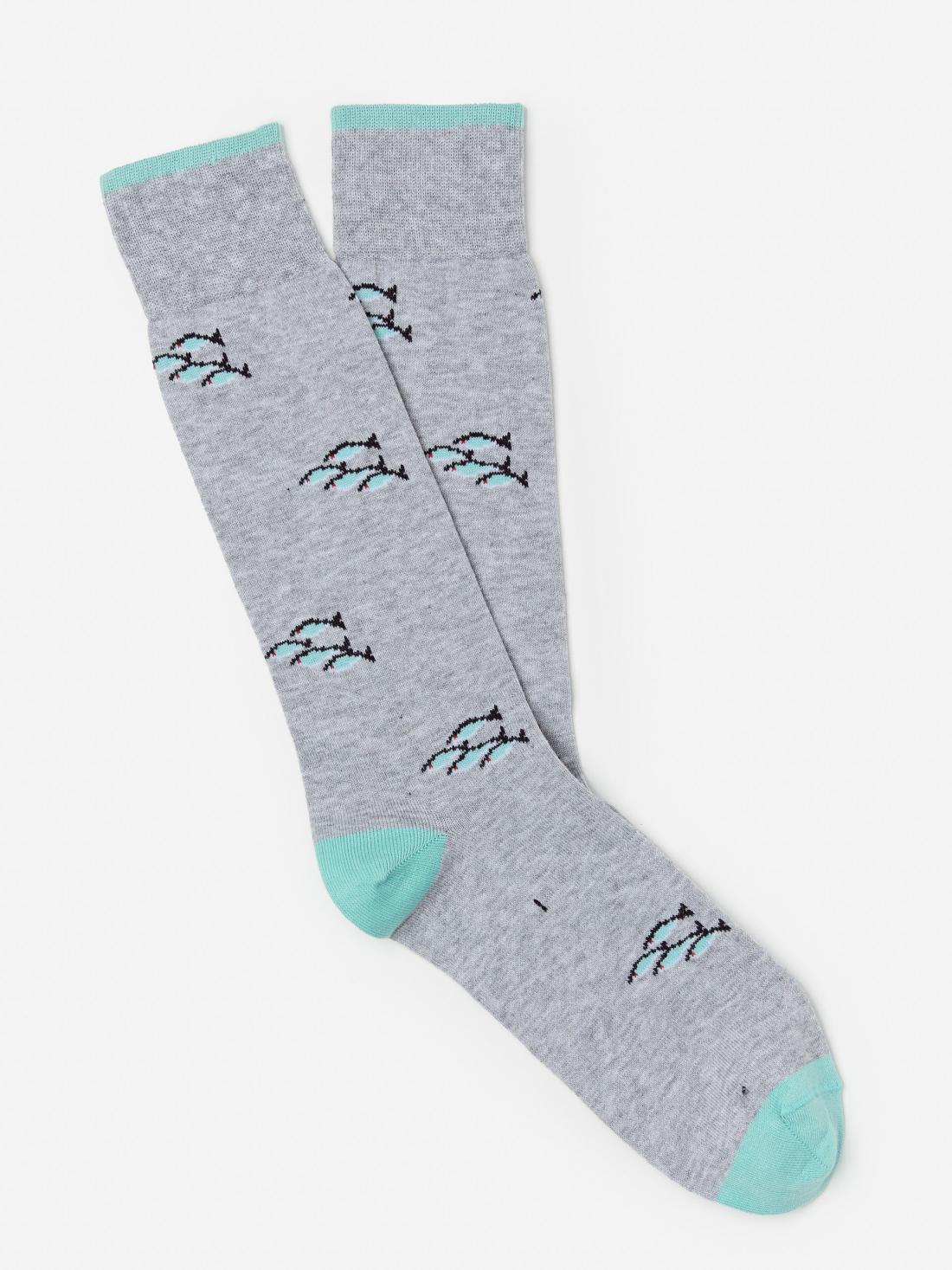 J.McLaughlin Socks In School Of Fish Heather Gray/blue | Men Socks