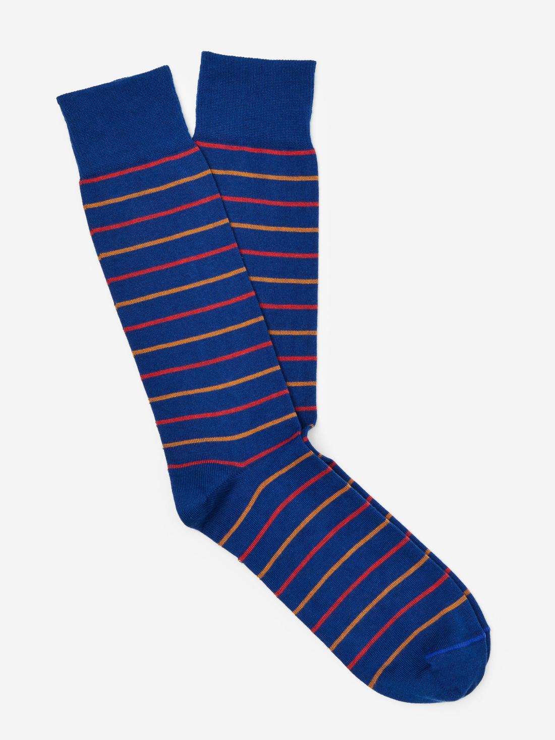 J.McLaughlin Socks In Stripe Royal Blue/red/gold | Men Shoes &amp; Accessories