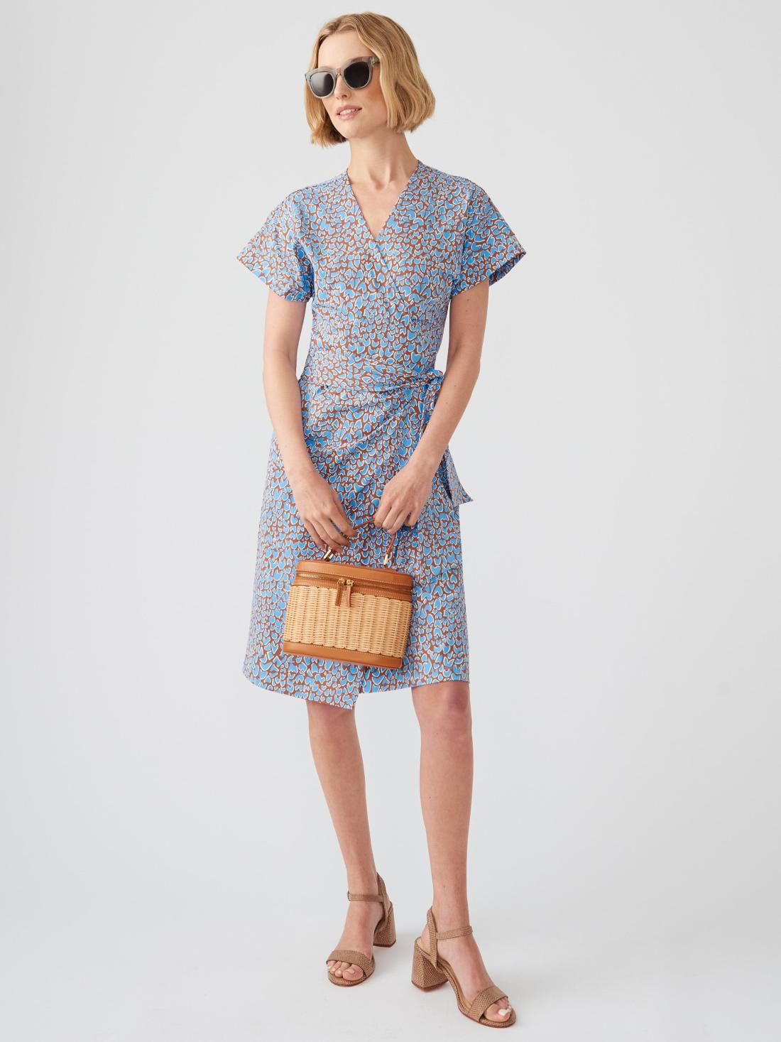 J.McLaughlin Soraya Dress In Jungle Dot Cocoa Brown/sky Blue | Women Dresses