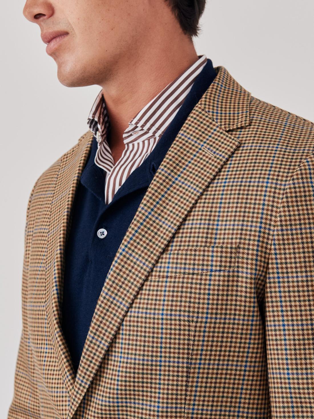 J.McLaughlin Suffolk Sport Coat In Houndstooth Cobalt/brown/green | Men Jackets &amp; Sport Coats