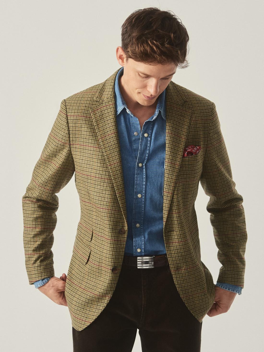 J.McLaughlin Suffolk Wool Sport Coat In Plaid Brown/green/red/mustard | Men Jackets &amp; Sport Coats