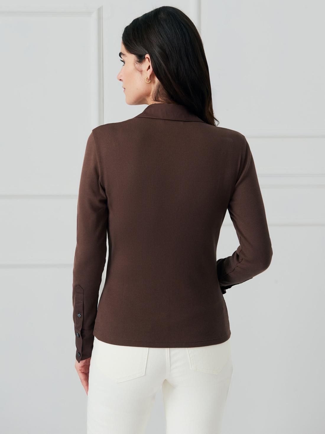 J.McLaughlin Theodora Shirt Brown | Women Shirts &amp; Tops