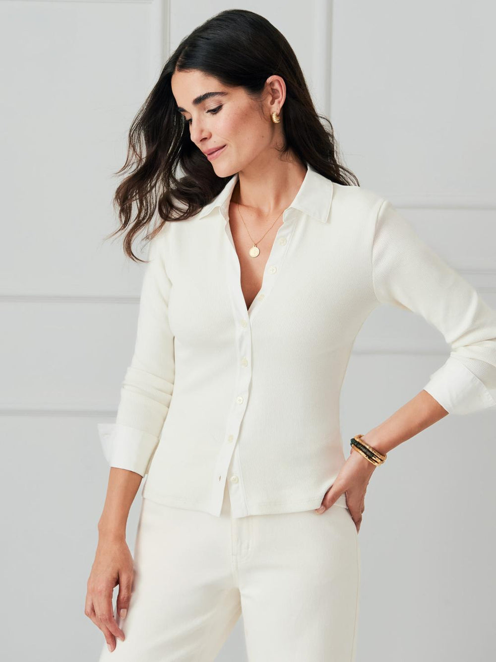J.McLaughlin Theodora Shirt Ivory | Women Shirts &amp; Tops