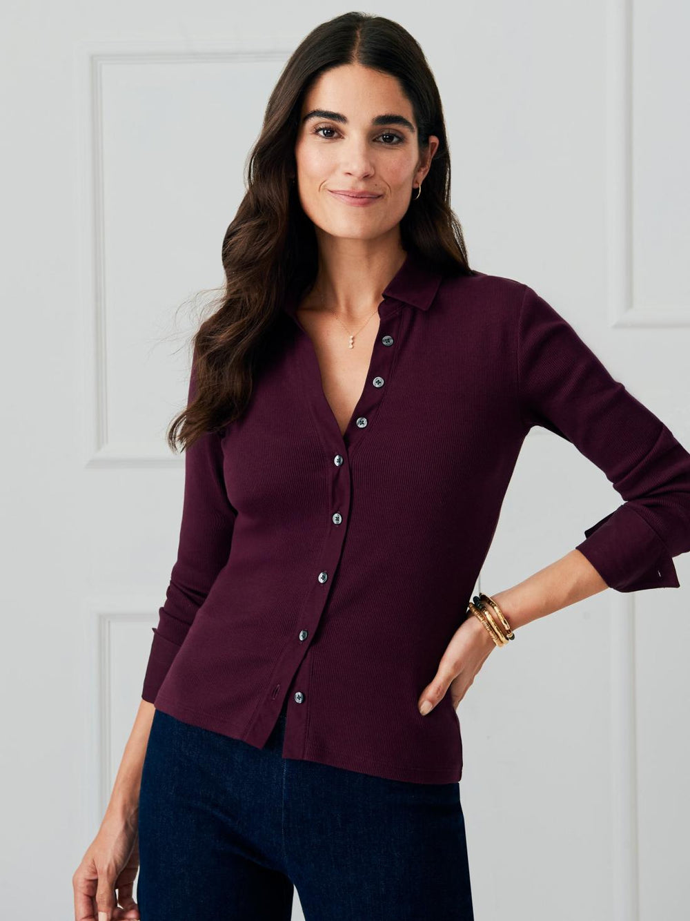 J.McLaughlin Theodora Shirt Merlot | Women Shirts &amp; Tops