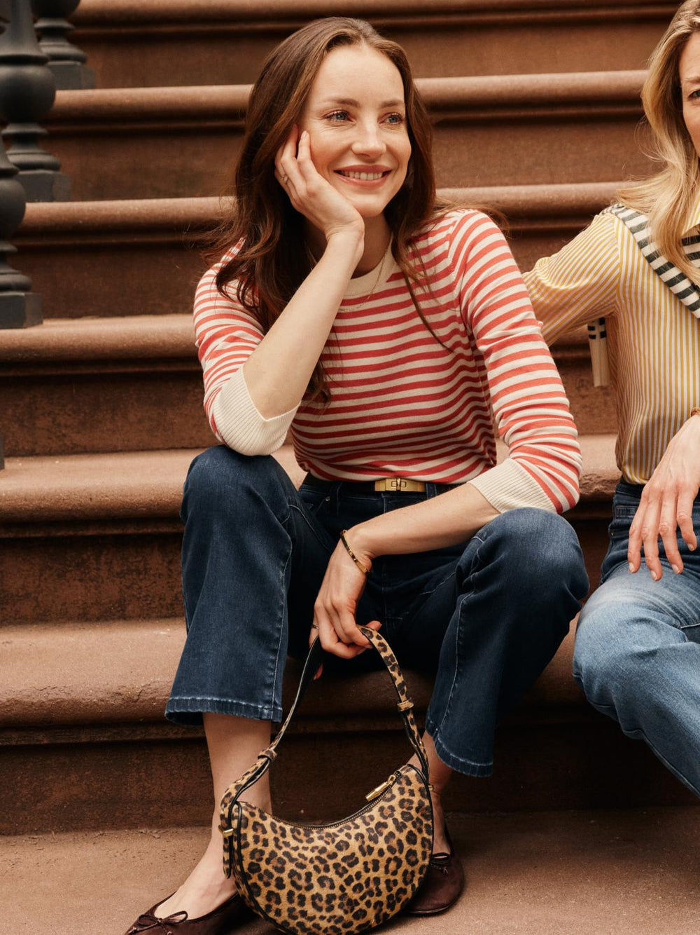 J.McLaughlin Tierney Sweater In Stripe Off White/maple | Women Sweaters