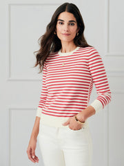 J.McLaughlin Tierney Sweater In Stripe Off White/maple | Women Sweaters