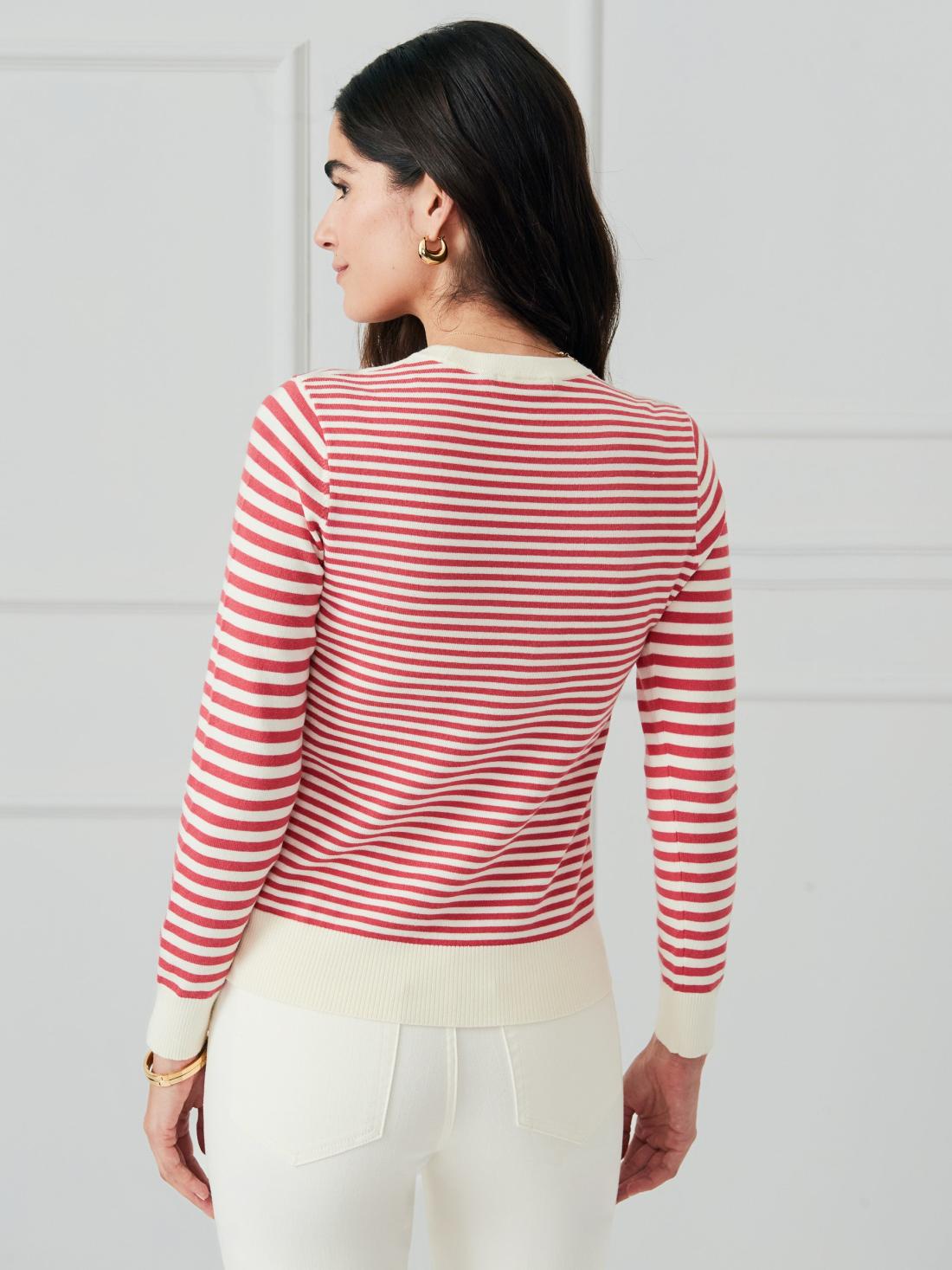 J.McLaughlin Tierney Sweater In Stripe Off White/maple | Women Sweaters