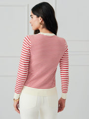 J.McLaughlin Tierney Sweater In Stripe Off White/maple | Women Sweaters