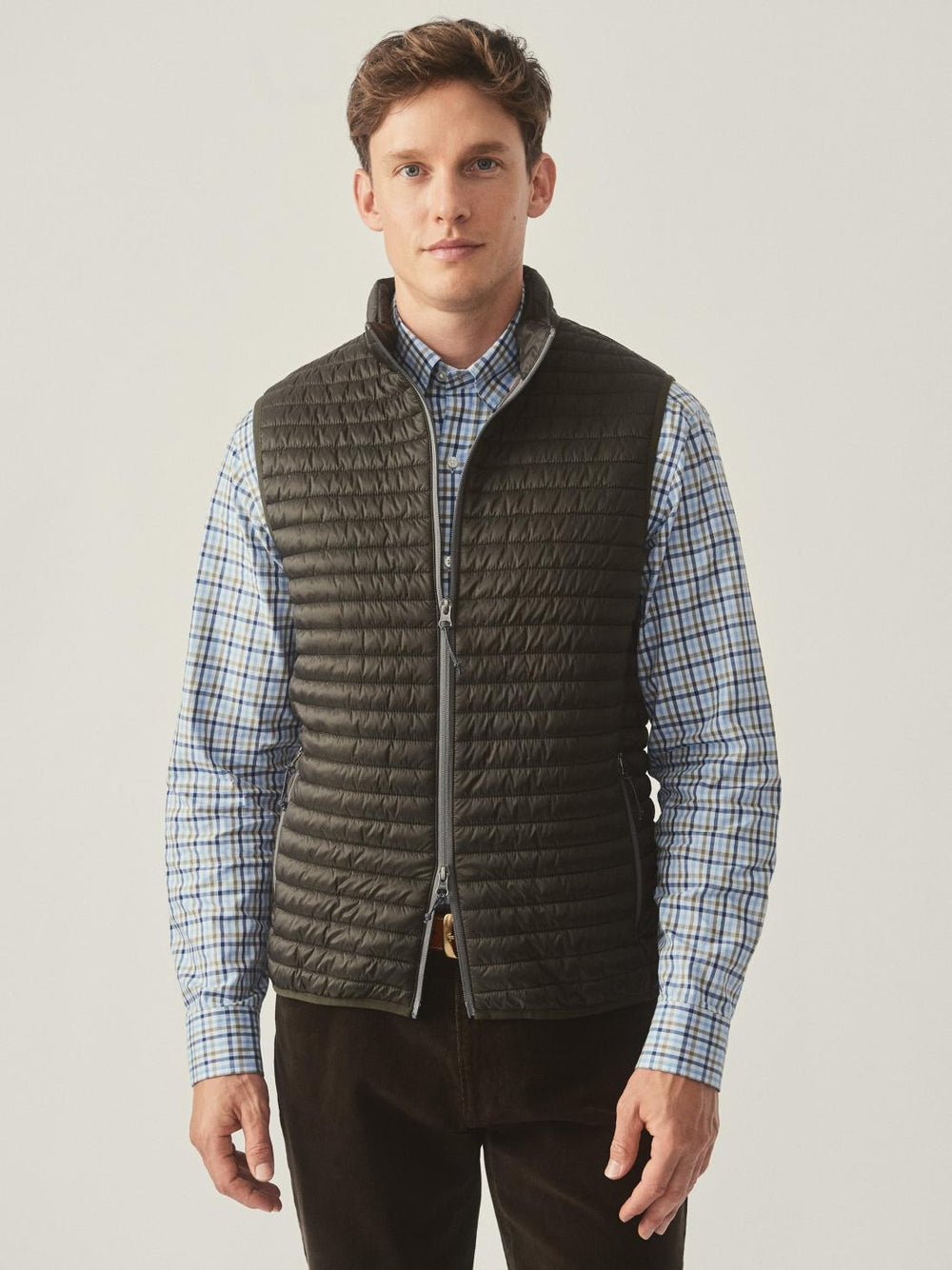 J.McLaughlin Traveler Quilted Vest Dark Olive | Men Jackets &amp; Sport Coats