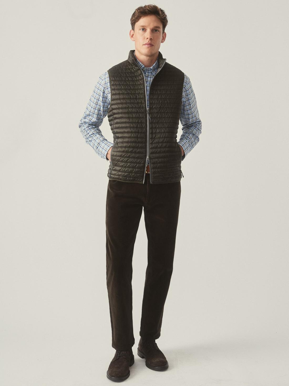 J.McLaughlin Traveler Quilted Vest Dark Olive | Men Jackets &amp; Sport Coats