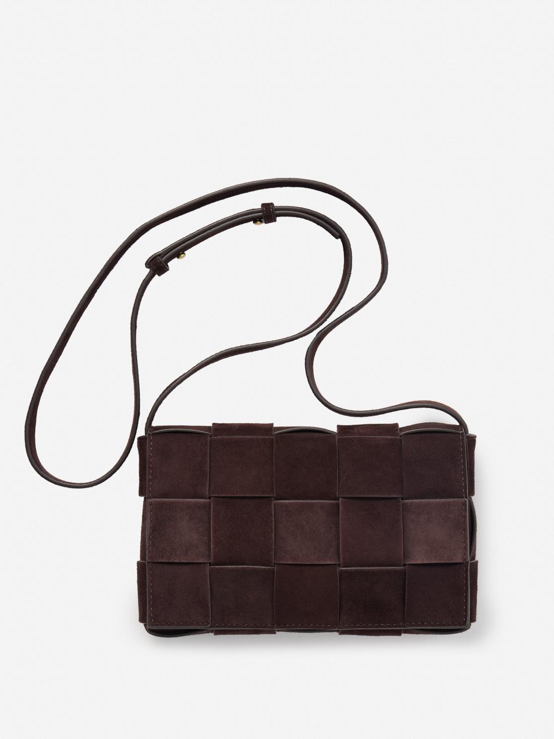 J.McLaughlin Una Woven Suede Crossbody Dark Brown | Women Mini Totes &amp; Crossbody
