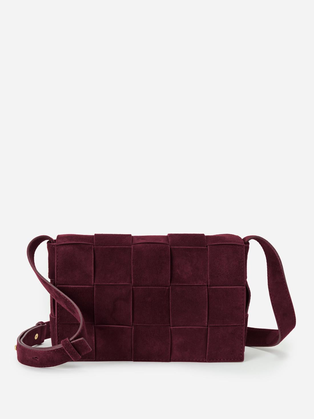 J.McLaughlin Una Woven Suede Crossbody Merlot | Women Mini Totes &amp; Crossbody