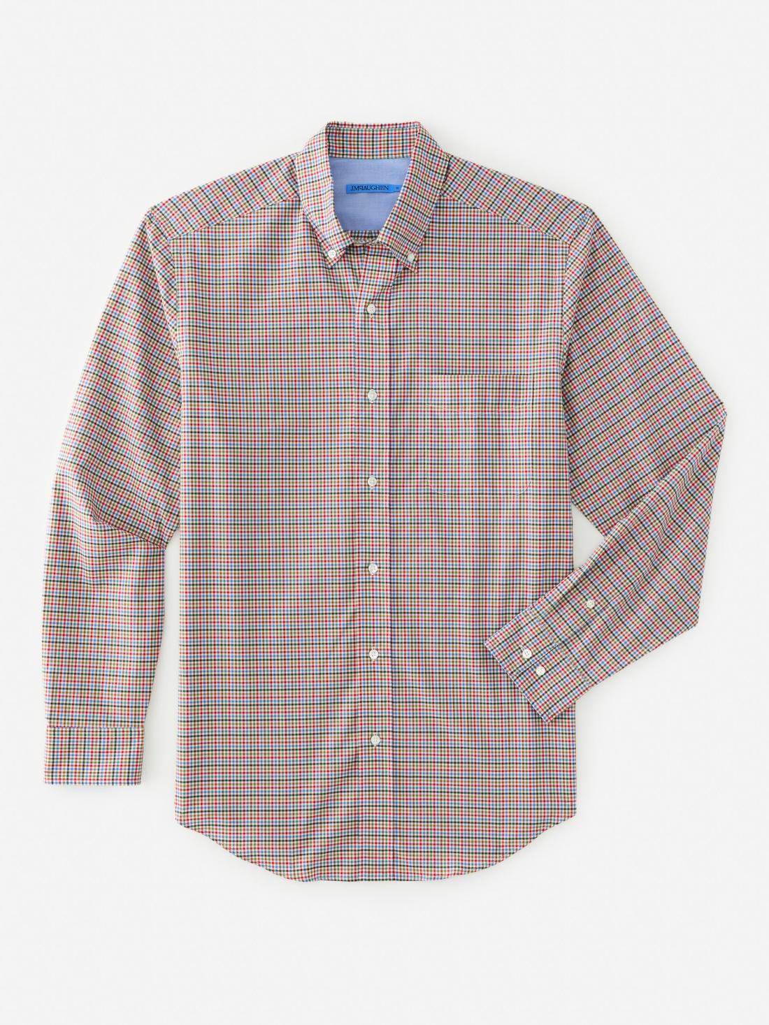 J.McLaughlin University Classic Fit Shirt In Check Crimson/blue/green | Men Shirts