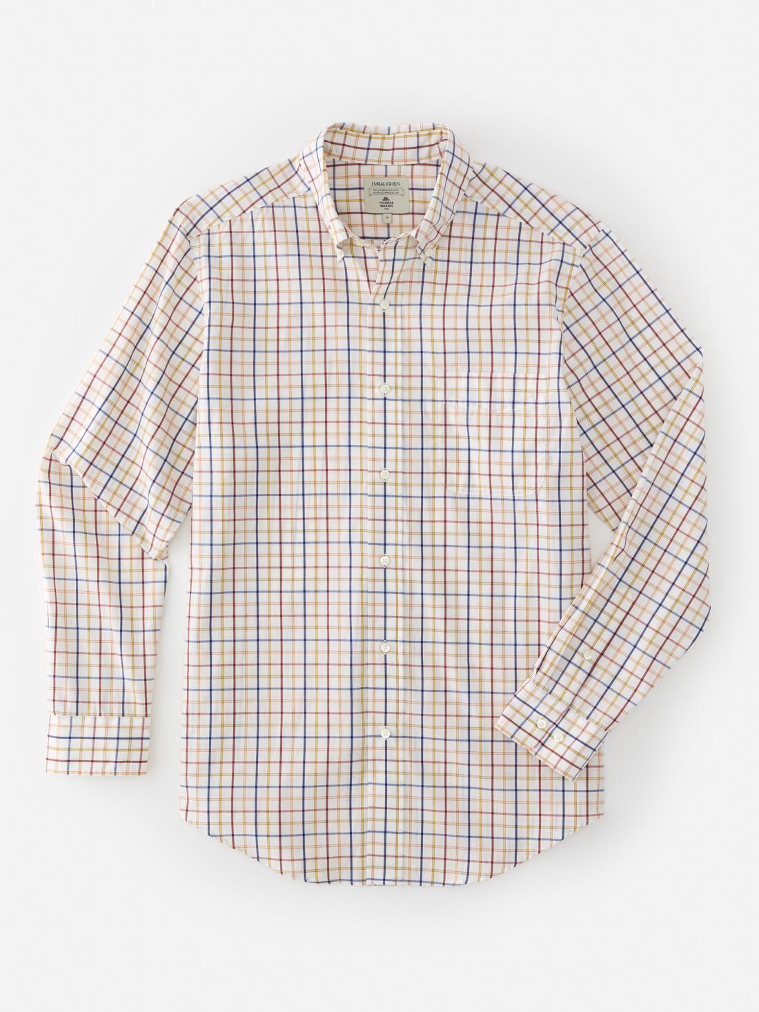 J.McLaughlin University Classic Fit Shirt In Tattersall Claret/marine/ivory | Men Shirts