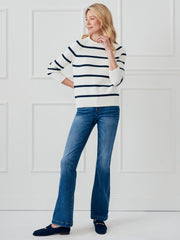J.McLaughlin Vaughn Sweater In Stripe Egret White/navy | Women Sweaters