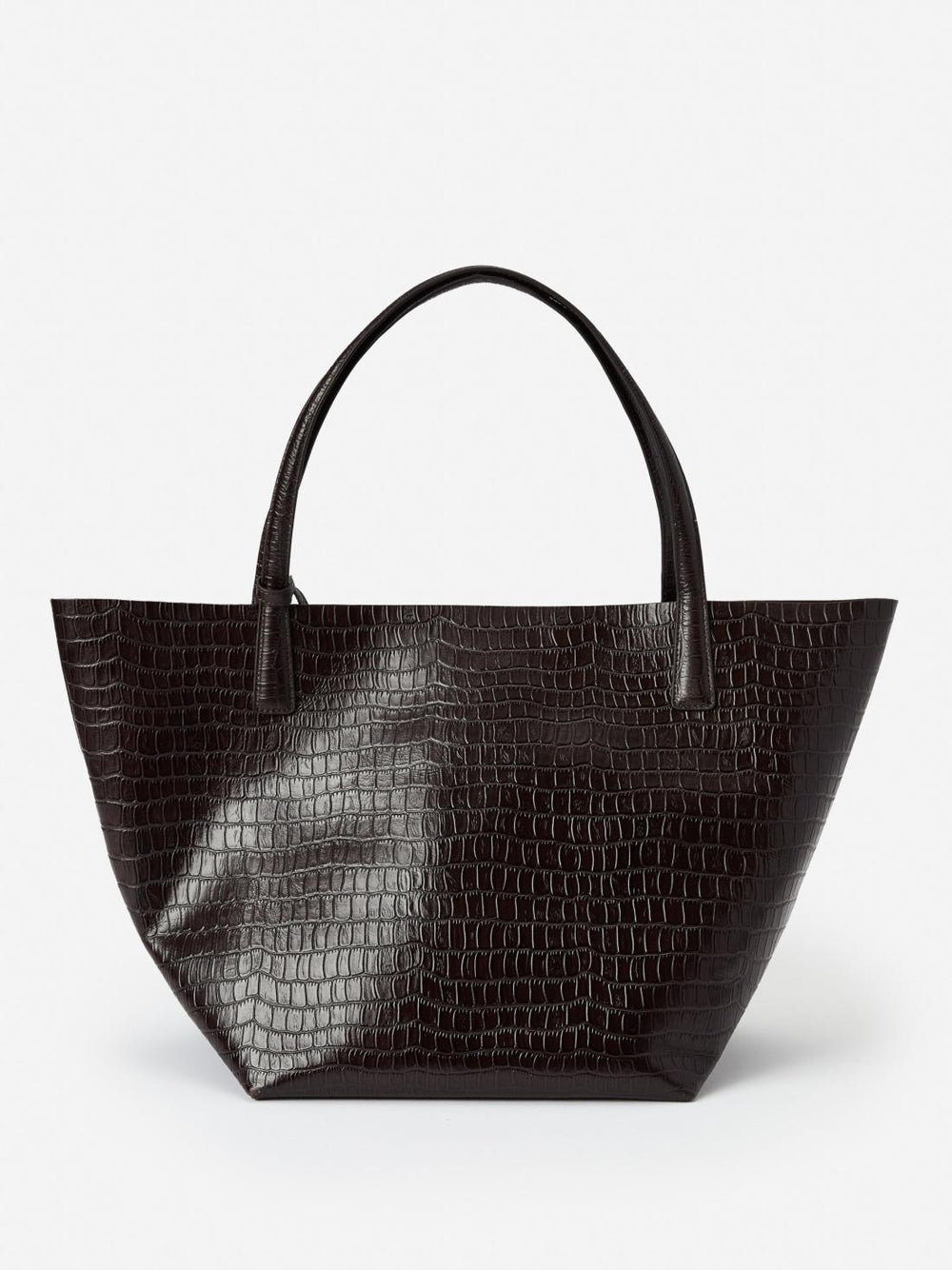 J.McLaughlin Vika Leather Tote In Crocodile Dark Brown | Women Shoes &amp; Accessories