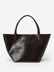J.McLaughlin Vika Leather Tote In Crocodile Dark Brown | Women Shoes &amp; Accessories