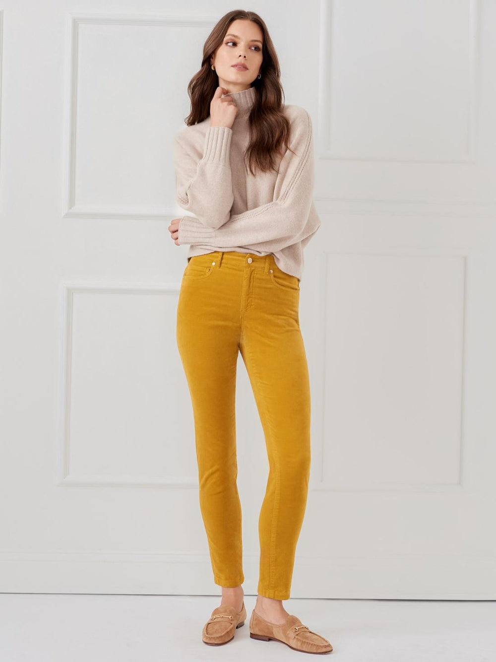 J.McLaughlin Watson Velvet Jeans Ceylon Chartreuse | Women Pants