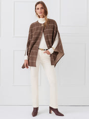 J.McLaughlin Winifred Cape In Plaid Brown/cream | Women Shoes &amp; Accessories