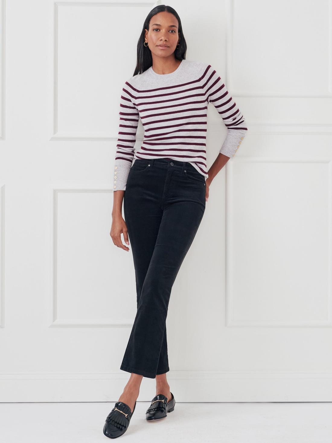 J.McLaughlin Zosia Cashmere Sweater In Stripe Light Heather Gray/burgundy | Women Sweaters