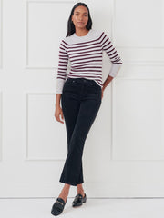 J.McLaughlin Zosia Cashmere Sweater In Stripe Light Heather Gray/burgundy | Women Sweaters